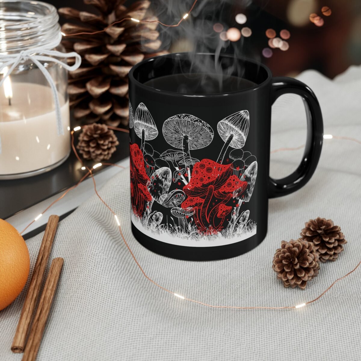 Mysterious forest mushrooms shrooms magic fantasy vibe cool design mug - 6