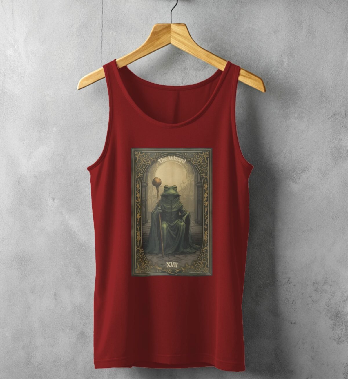 mystical frog wizard tarot card artistic design tank top design, variation 3