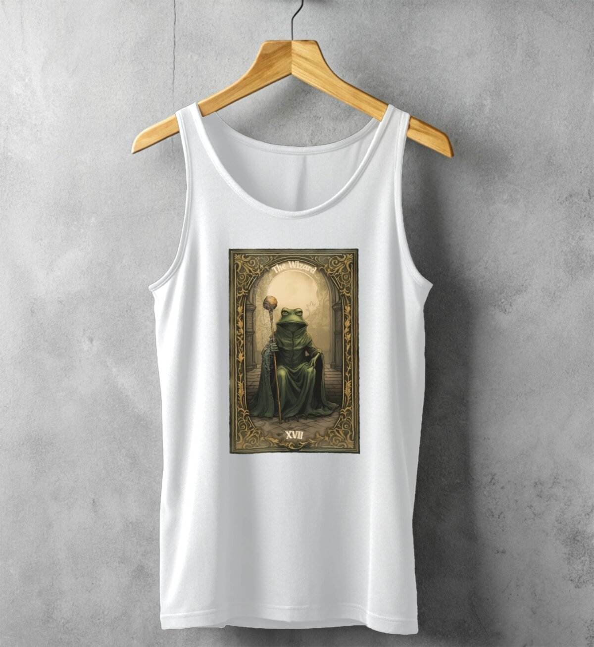 mystical frog wizard tarot card artistic design tank top design, variation 4