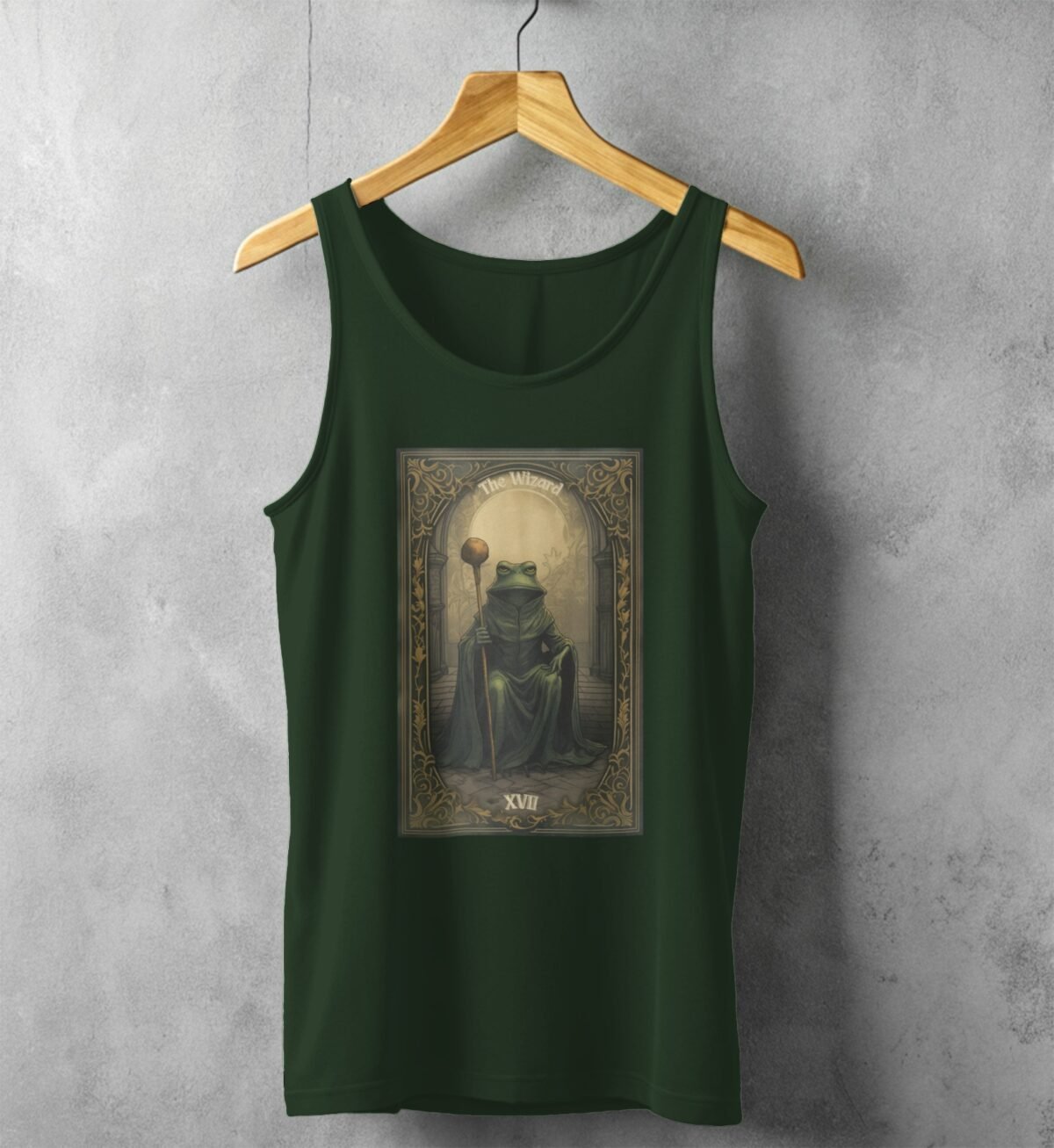 mystical frog wizard tarot card artistic design tank top design, variation 5