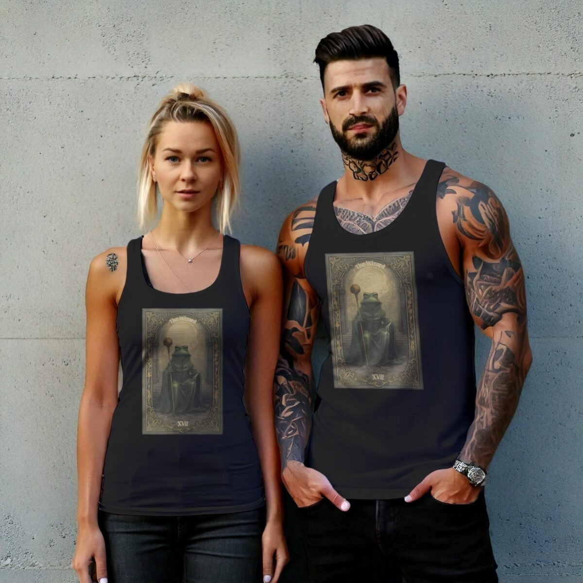 mystical frog wizard tarot card artistic design tank top design, variation 7