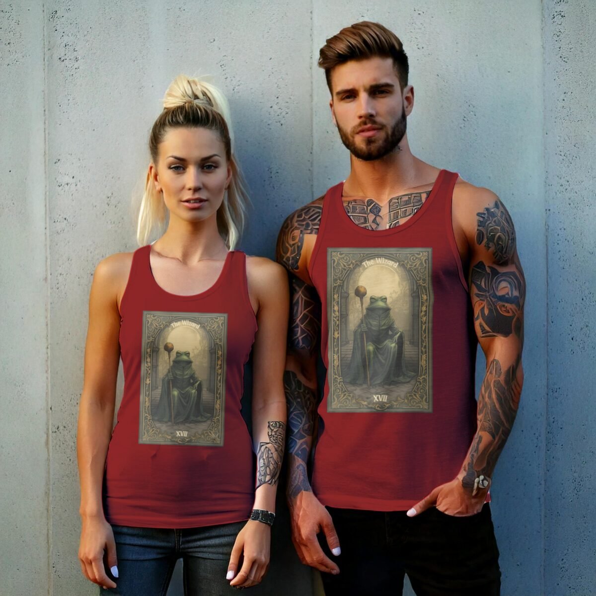 mystical frog wizard tarot card artistic design tank top design, variation 8