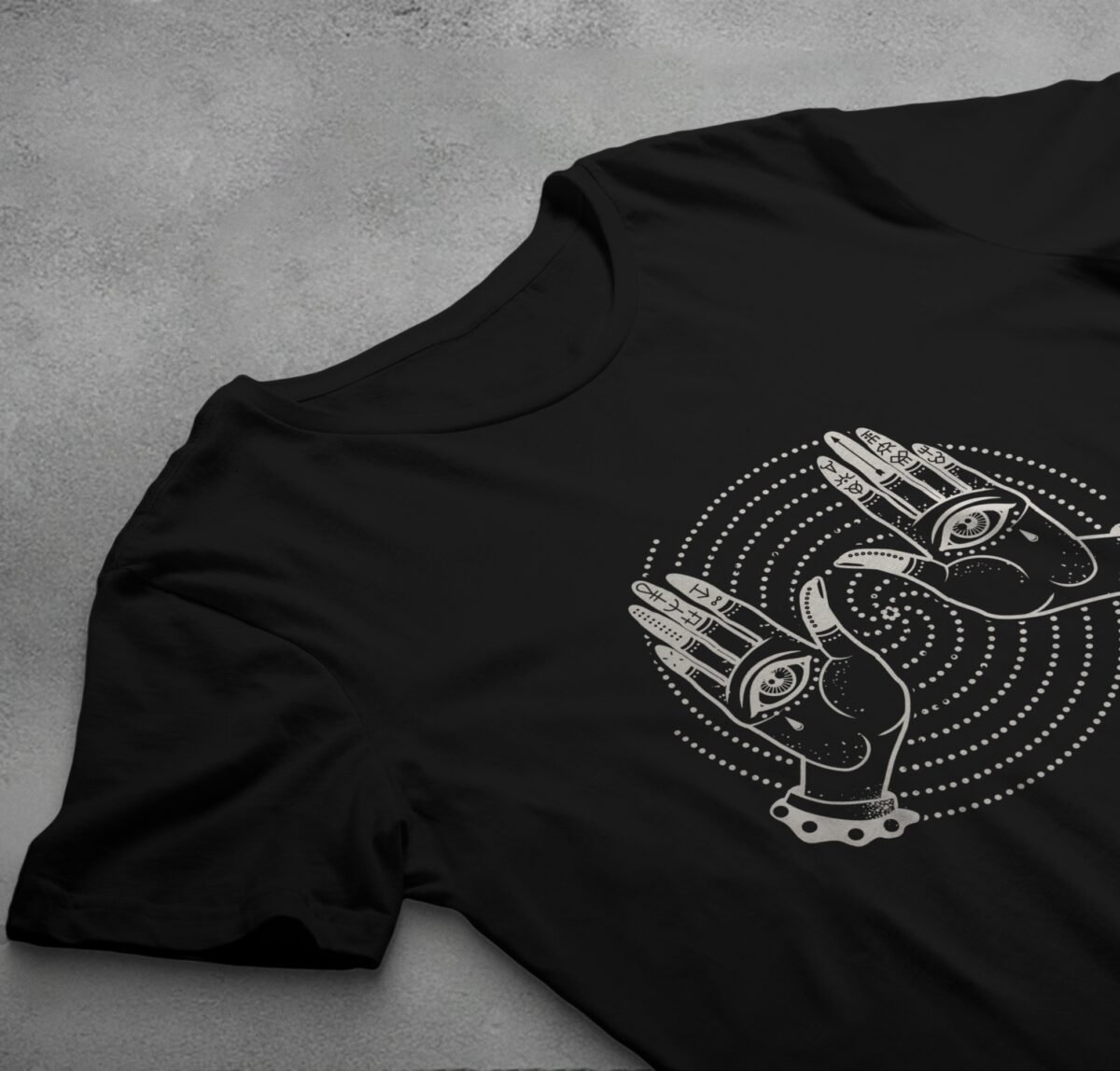 mystical hands crying eyes graphic theogham design, variation 2