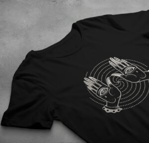 mystical hands crying eyes graphic theogham design, variation 2