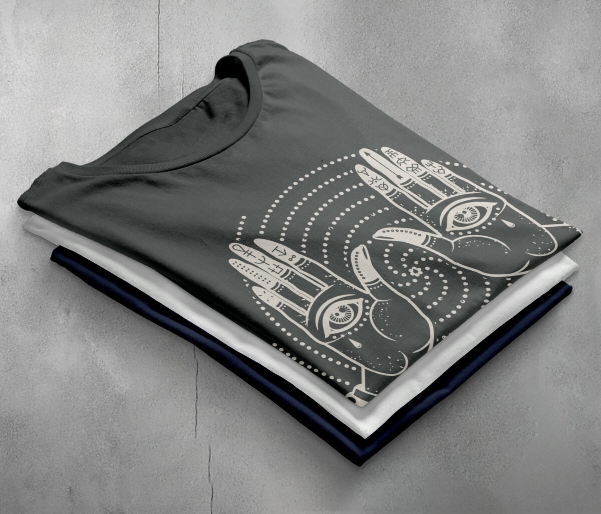 mystical hands crying eyes graphic theogham design, variation 7