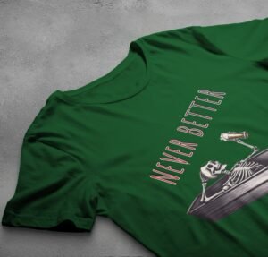 Never Better Skeleton Coffin Rest With Beer Gothic Dark T-shirt - 6