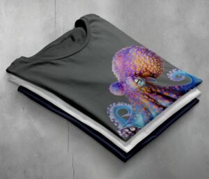 octopus ocean creature design witchy magical sea life t-shirt design, variation 7