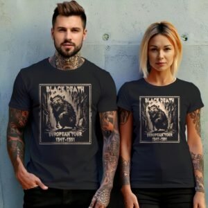 black death rat european tour medieval plague shirt design, variation 8