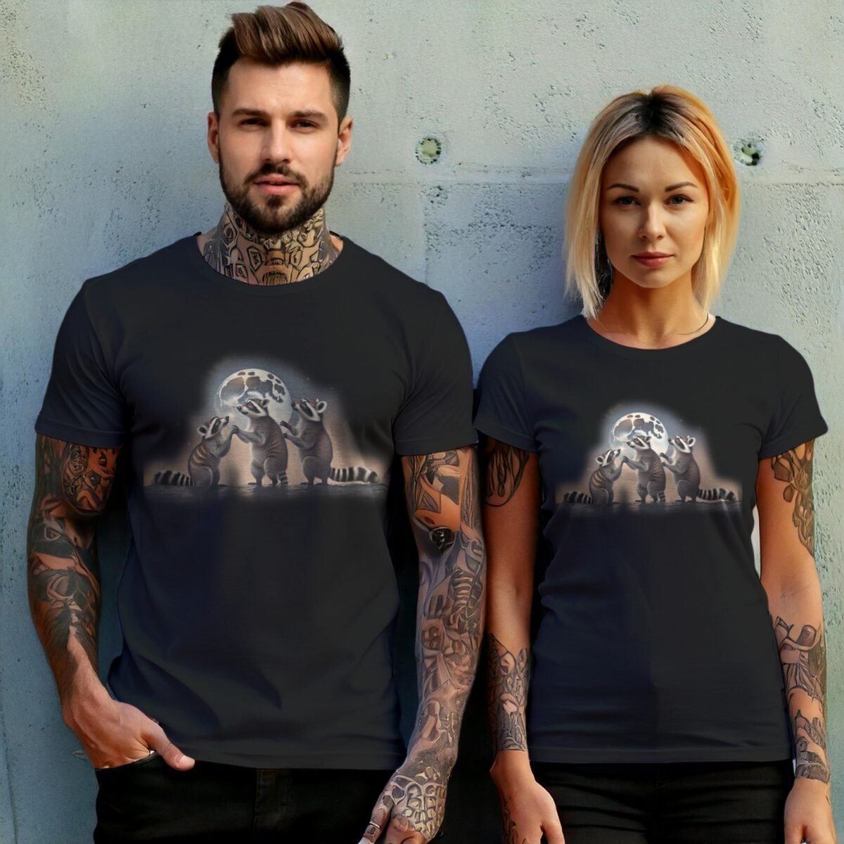 mystic raccoon moonlight animal art wiccan occult pagan t-shirt design, variation 10