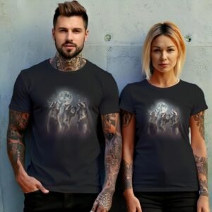 raccoon moonlight serenade magic stars animal t-shirt design, variation 10