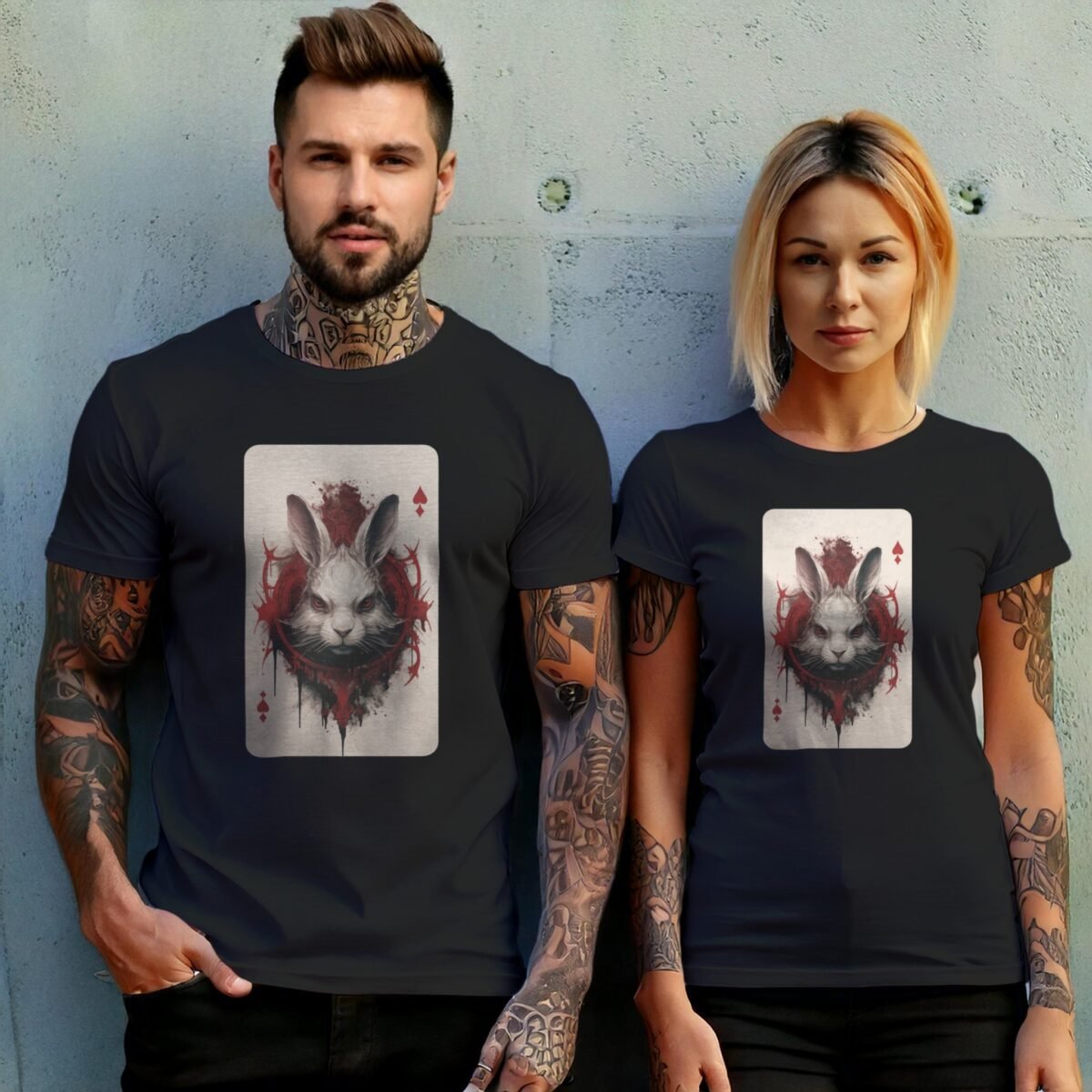 alice wonderland white rabbit playing card symbolism gothic t-shirt design, variation 10