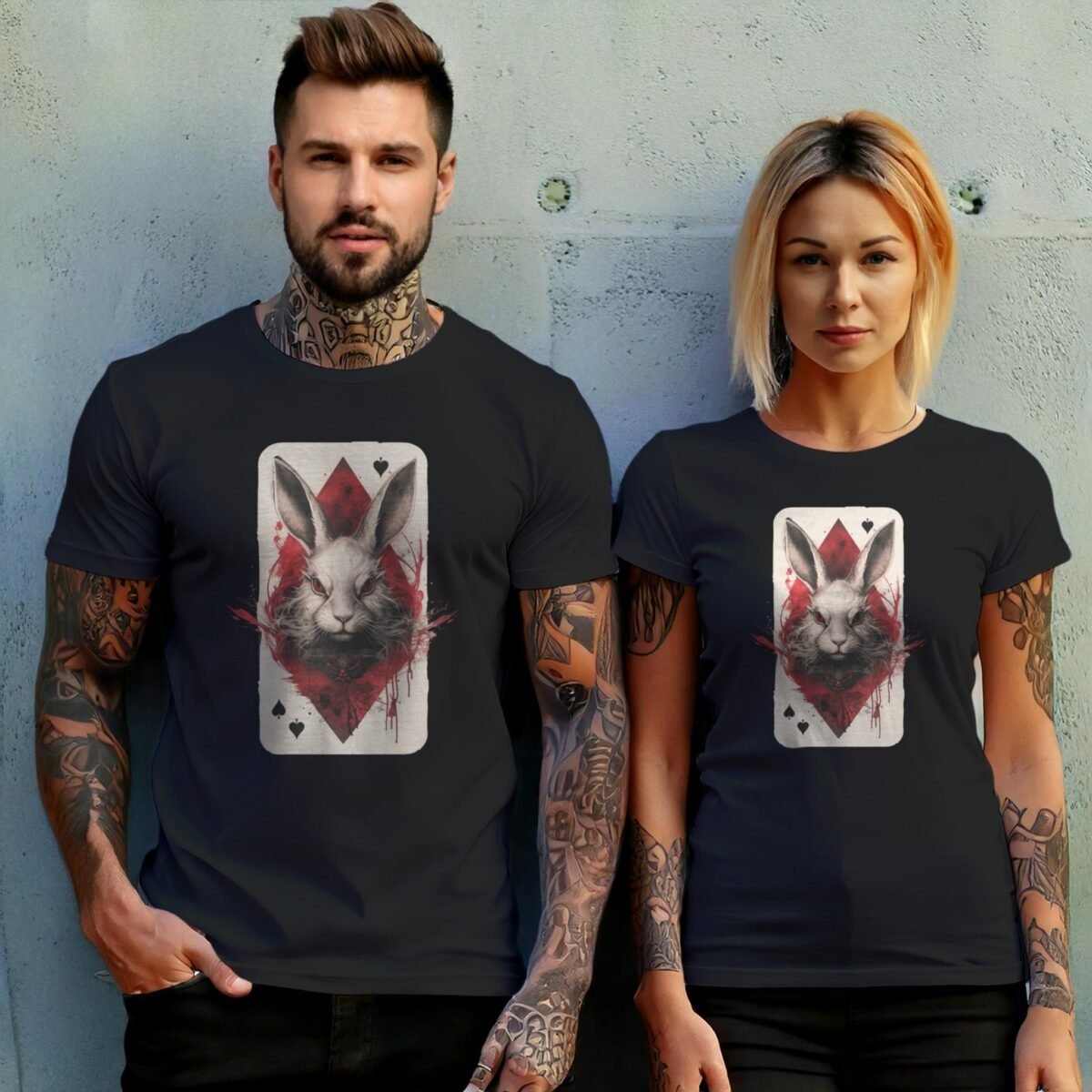 alice wonderland white rabbit card mystical gothic design t-shirt design, variation 10