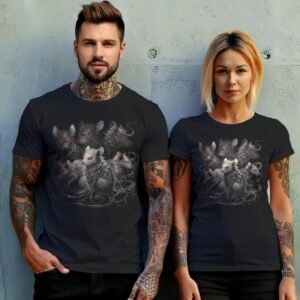 shadow coven rats chains intrigue gothic t-shirt design, variation 10
