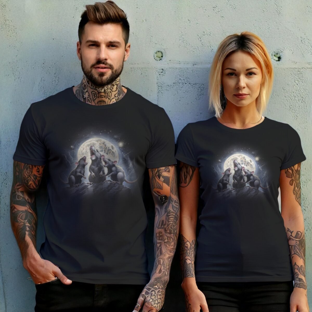 rat chorus moonlight ethereal night sky cute t-shirt design, variation 10