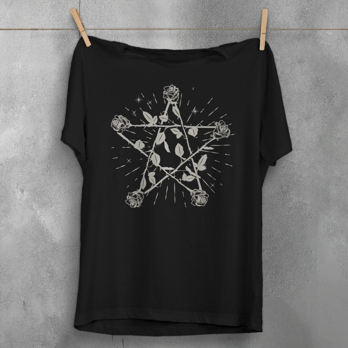 pentagram roses design theogham witchy souls design, variation 1