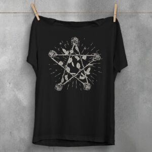pentagram roses design theogham witchy souls design, variation 1