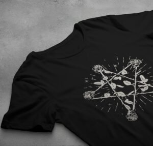 pentagram roses design theogham witchy souls design, variation 2