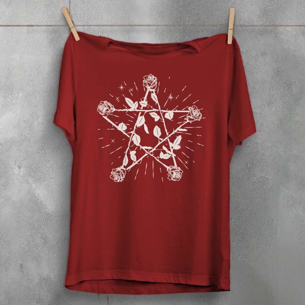 pentagram roses design theogham witchy souls design, variation 4