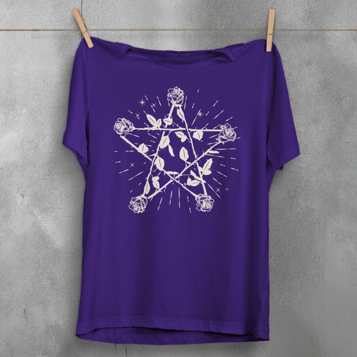 pentagram roses design theogham witchy souls design, variation 5