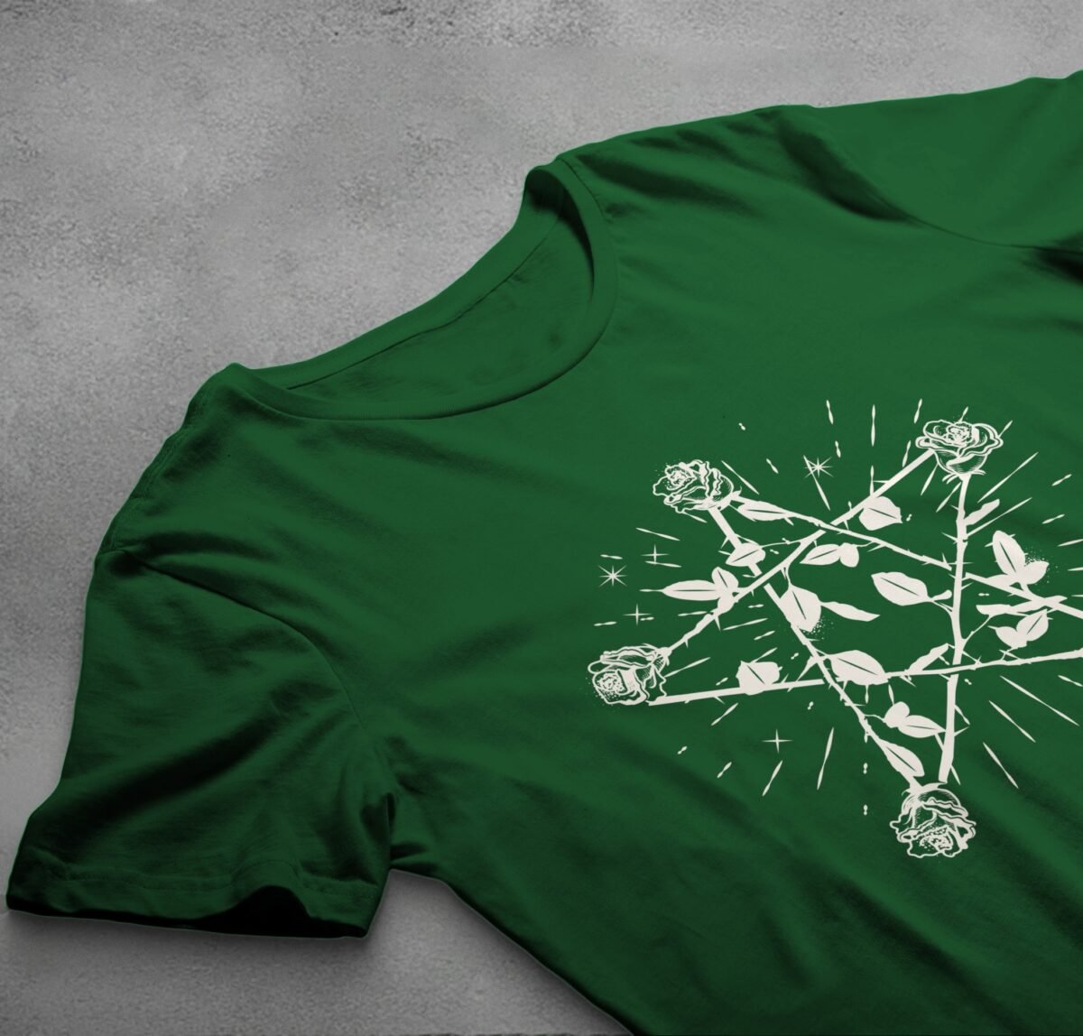 pentagram roses design theogham witchy souls design, variation 6