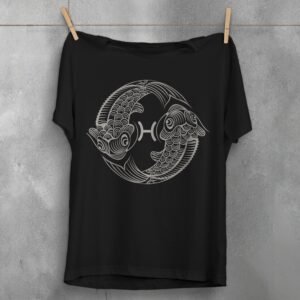 pisces constellation zodiacal sign sensitive water diviner fish t-shirt design, variation 1