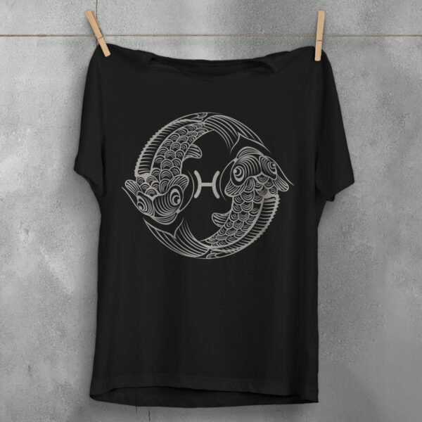 pisces constellation zodiacal sign sensitive water diviner fish t-shirt design, variation 1