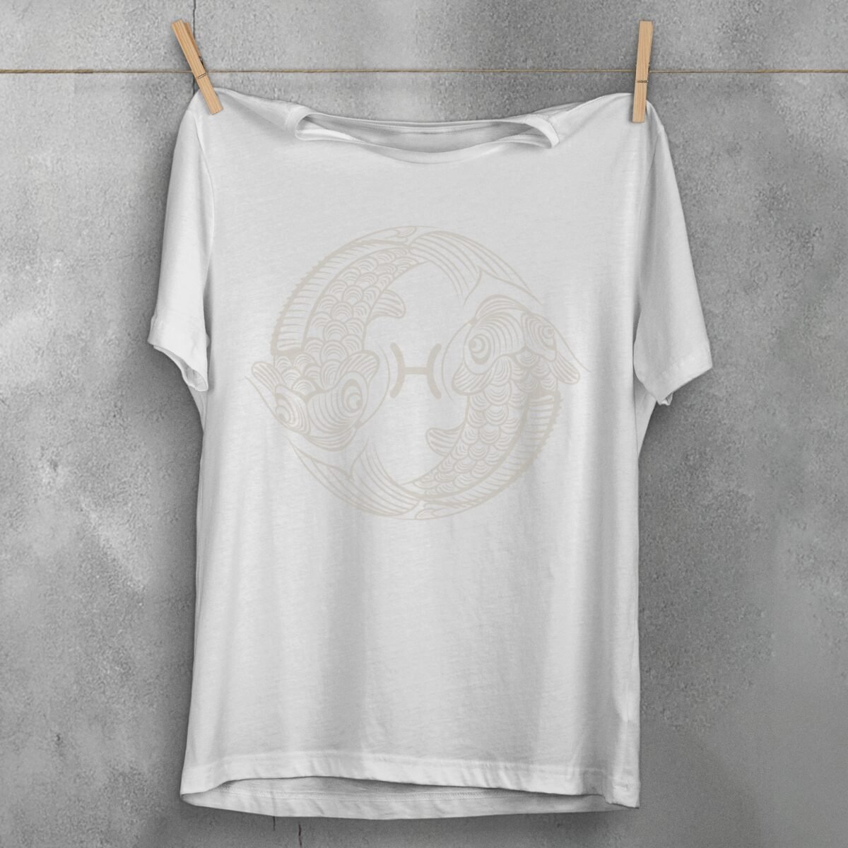 pisces constellation zodiacal sign sensitive water diviner fish t-shirt design, variation 2