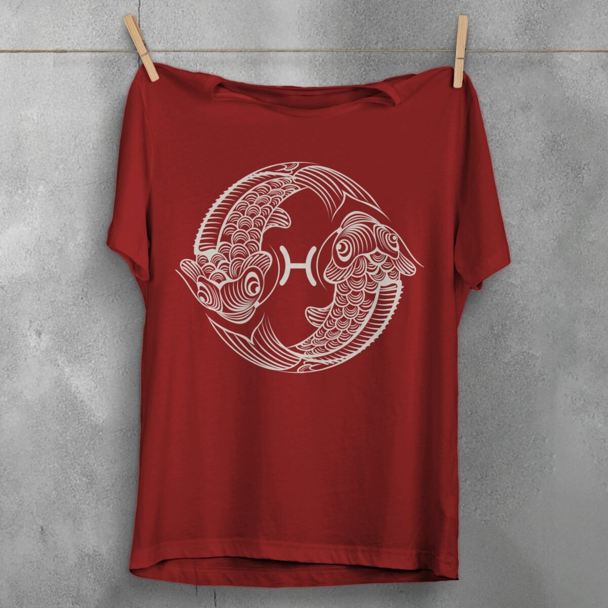 pisces constellation zodiacal sign sensitive water diviner fish t-shirt design, variation 4