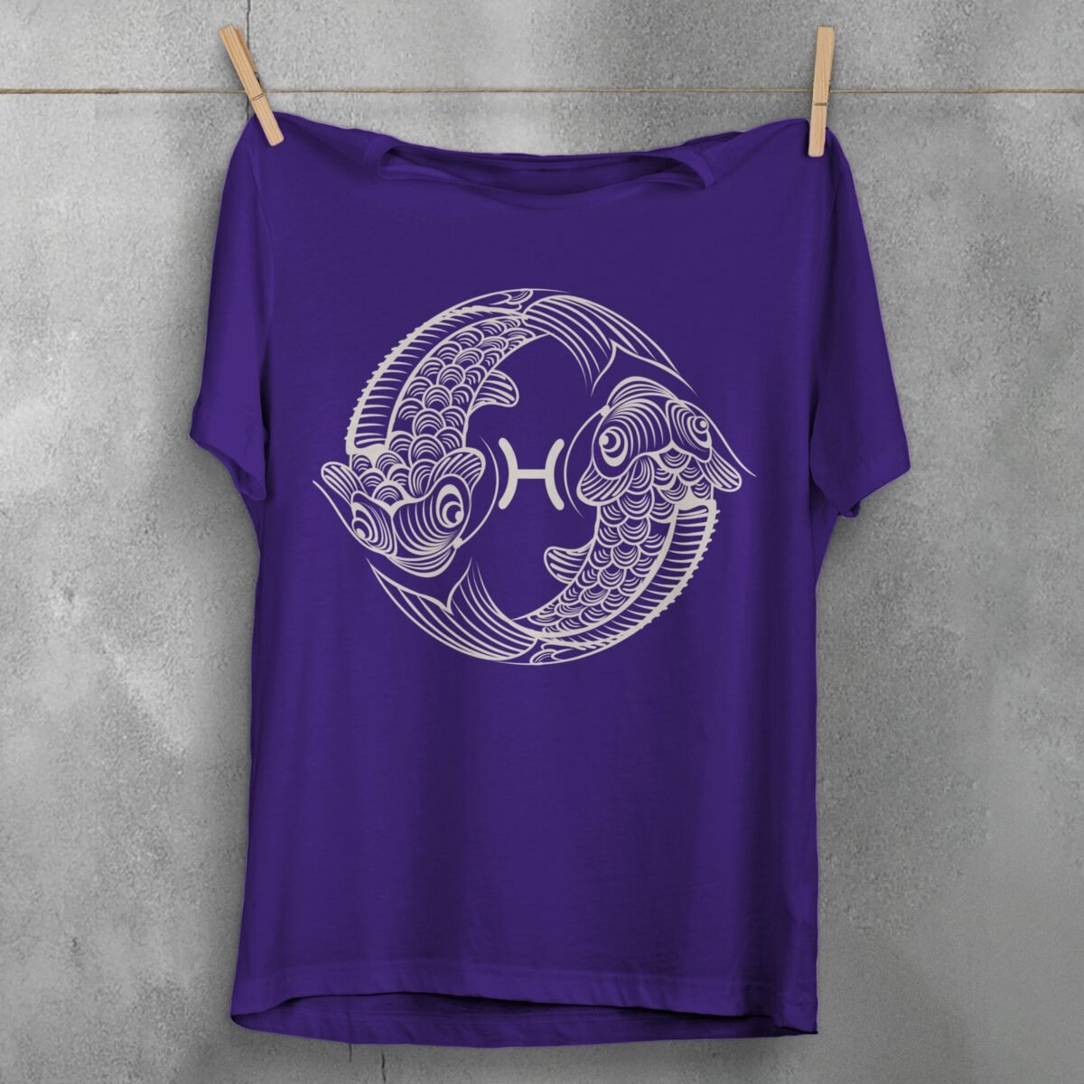 pisces constellation zodiacal sign sensitive water diviner fish t-shirt design, variation 5