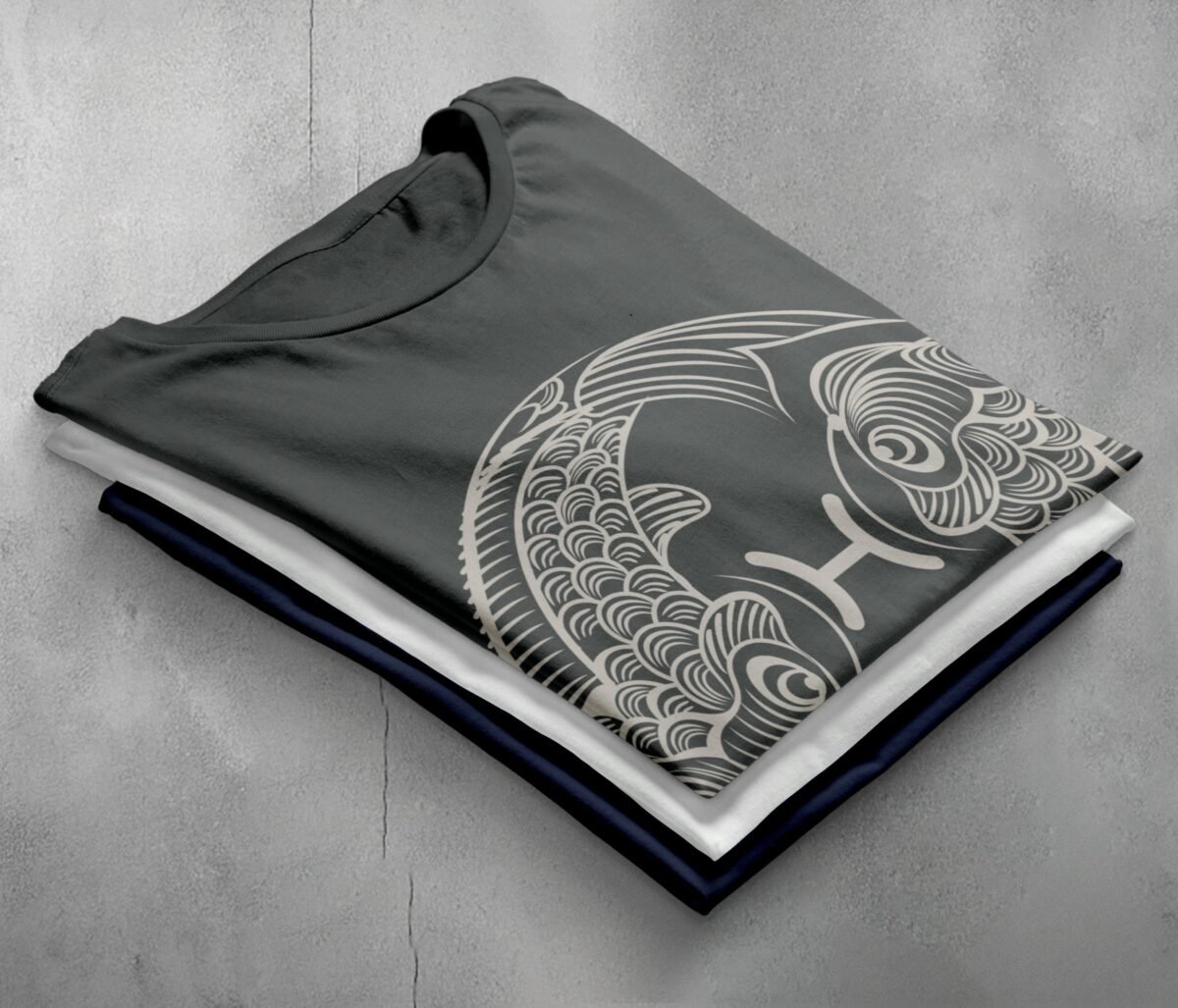 pisces constellation zodiacal sign sensitive water diviner fish t-shirt design, variation 7