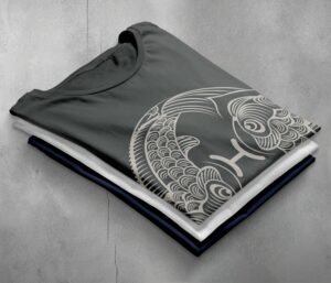 pisces constellation zodiacal sign sensitive water diviner fish t-shirt design, variation 7