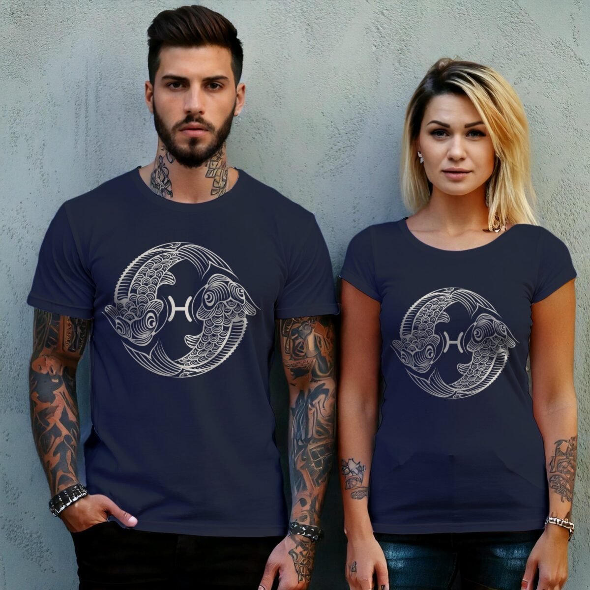 pisces constellation zodiacal sign sensitive water diviner fish t-shirt design, variation 8