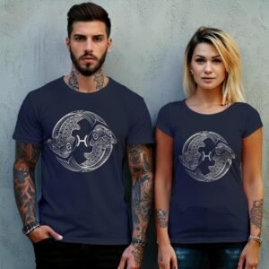 pisces constellation zodiacal sign sensitive water diviner fish t-shirt design, variation 8