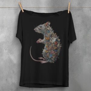rat adorned butterflies gothic pagan enchantment symbol t-shirt design, variation 1