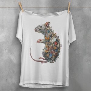 rat adorned butterflies gothic pagan enchantment symbol t-shirt design, variation 2