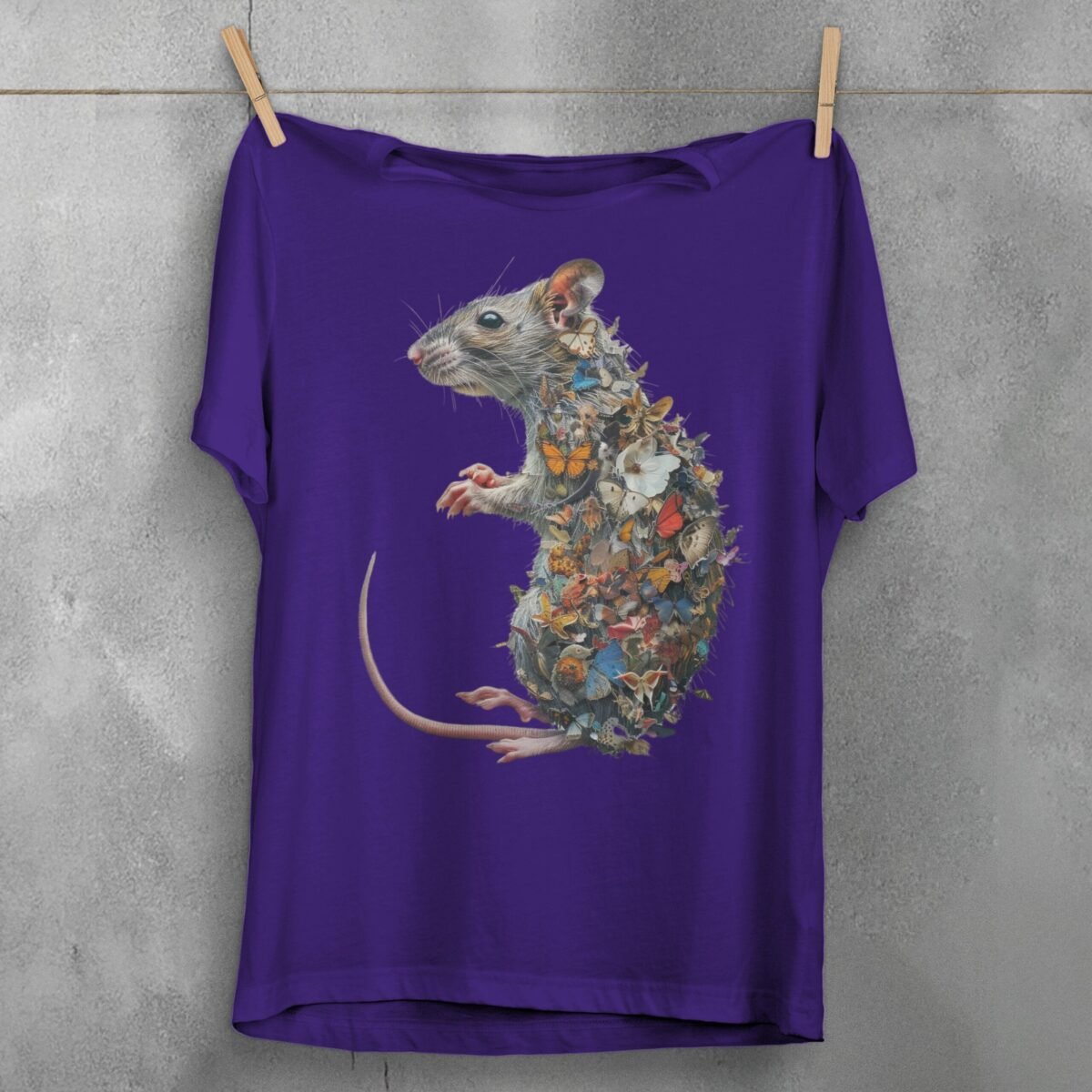 rat adorned butterflies gothic pagan enchantment symbol t-shirt design, variation 5