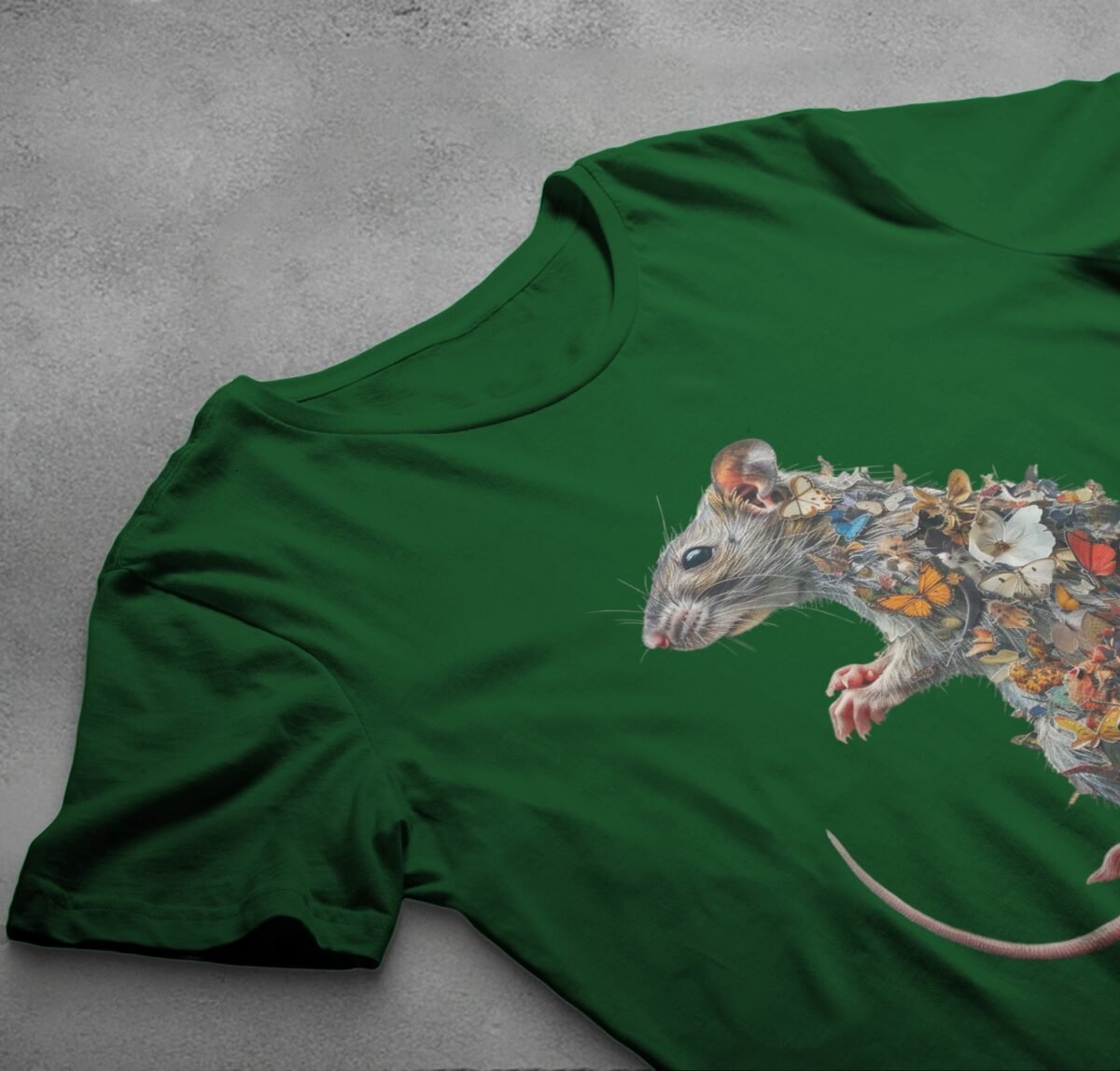 rat adorned butterflies gothic pagan enchantment symbol t-shirt design, variation 6