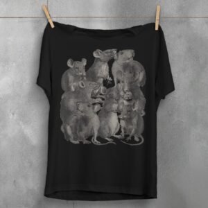 rats dark vintage engraving witchy pagan gothic nature t-shirt design, variation 1