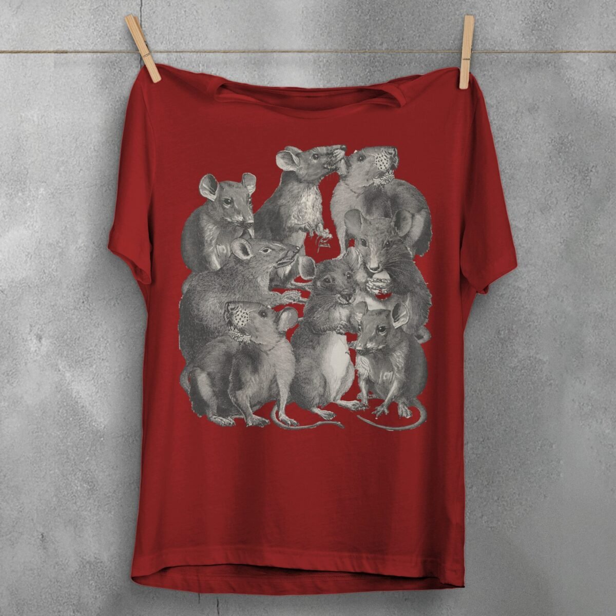 rats dark vintage engraving witchy pagan gothic nature t-shirt design, variation 4