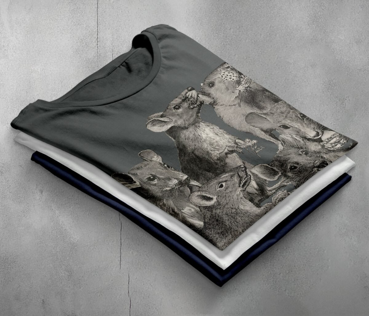 rats dark vintage engraving witchy pagan gothic nature t-shirt design, variation 7