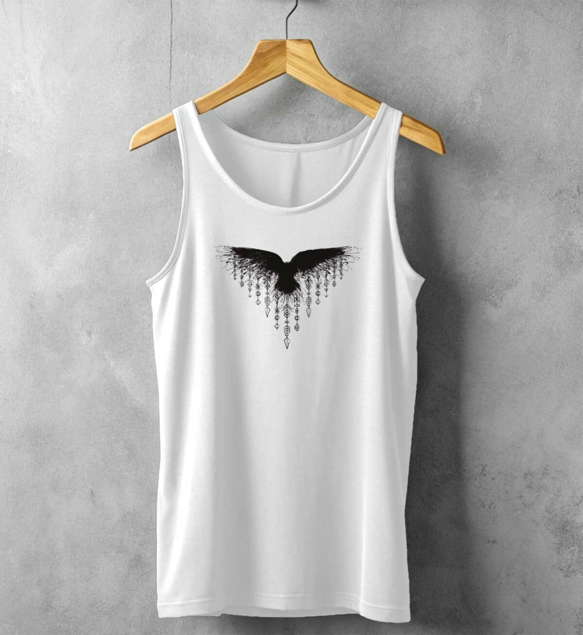 raven descent ancient charms witch power occult pagan dark t-shirt design, variation 4