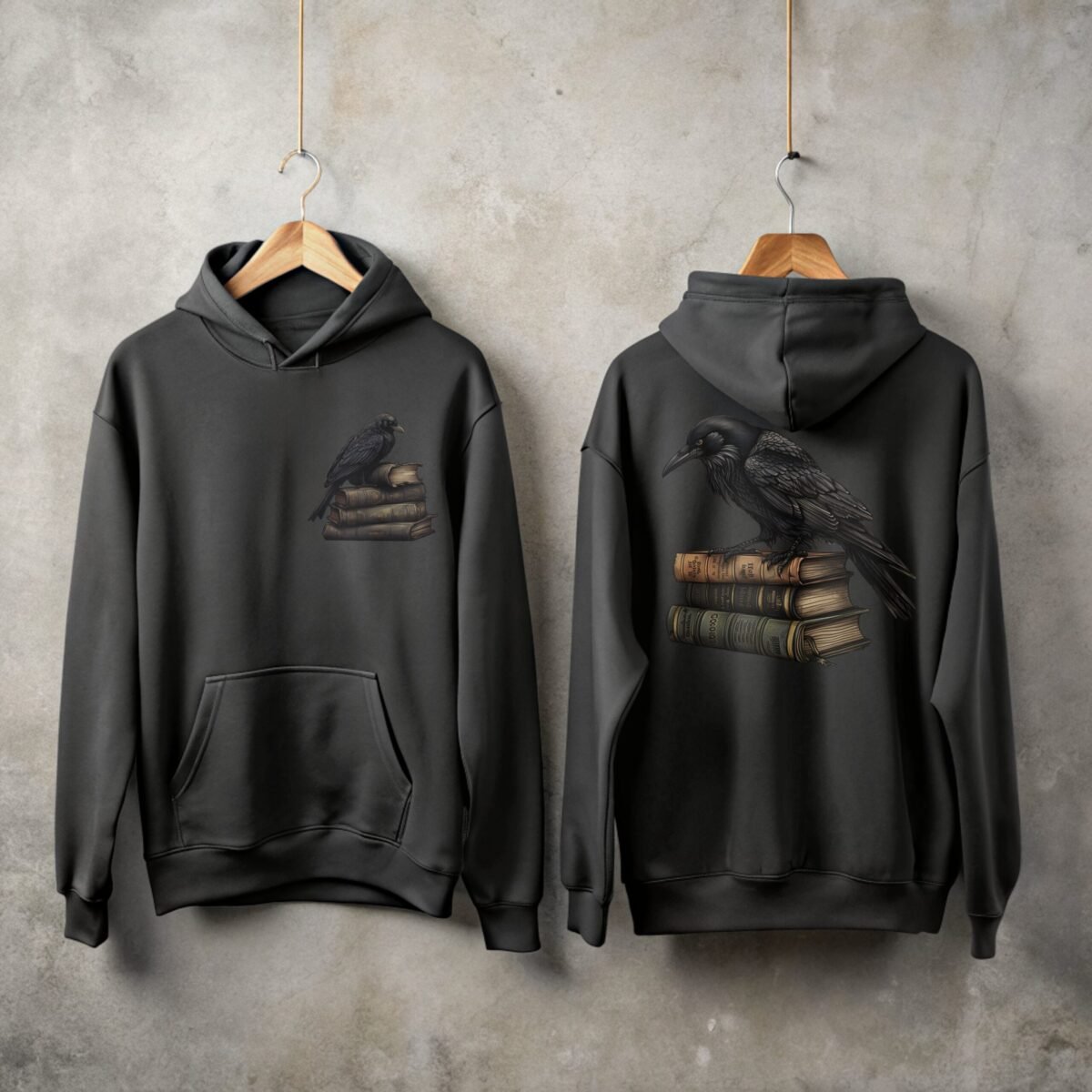 Raven guarding ancient wisdom scholarly dark academia aesthetic hoodie - 1