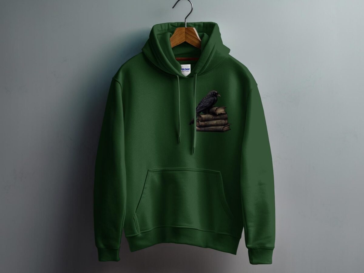 Raven guarding ancient wisdom scholarly dark academia aesthetic hoodie - 5