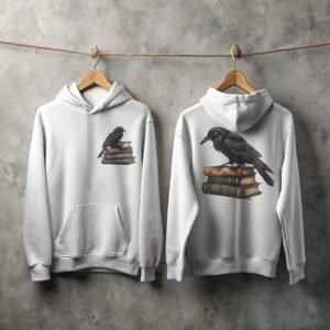 Raven perched upon ancient tomes Dark Academia aesthetic art hoodie - 2