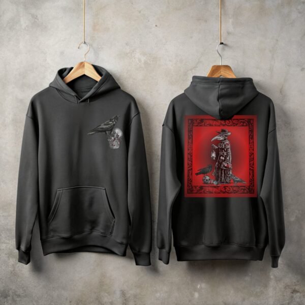 Raven and skull gothic macabre black death design hoodie - 1