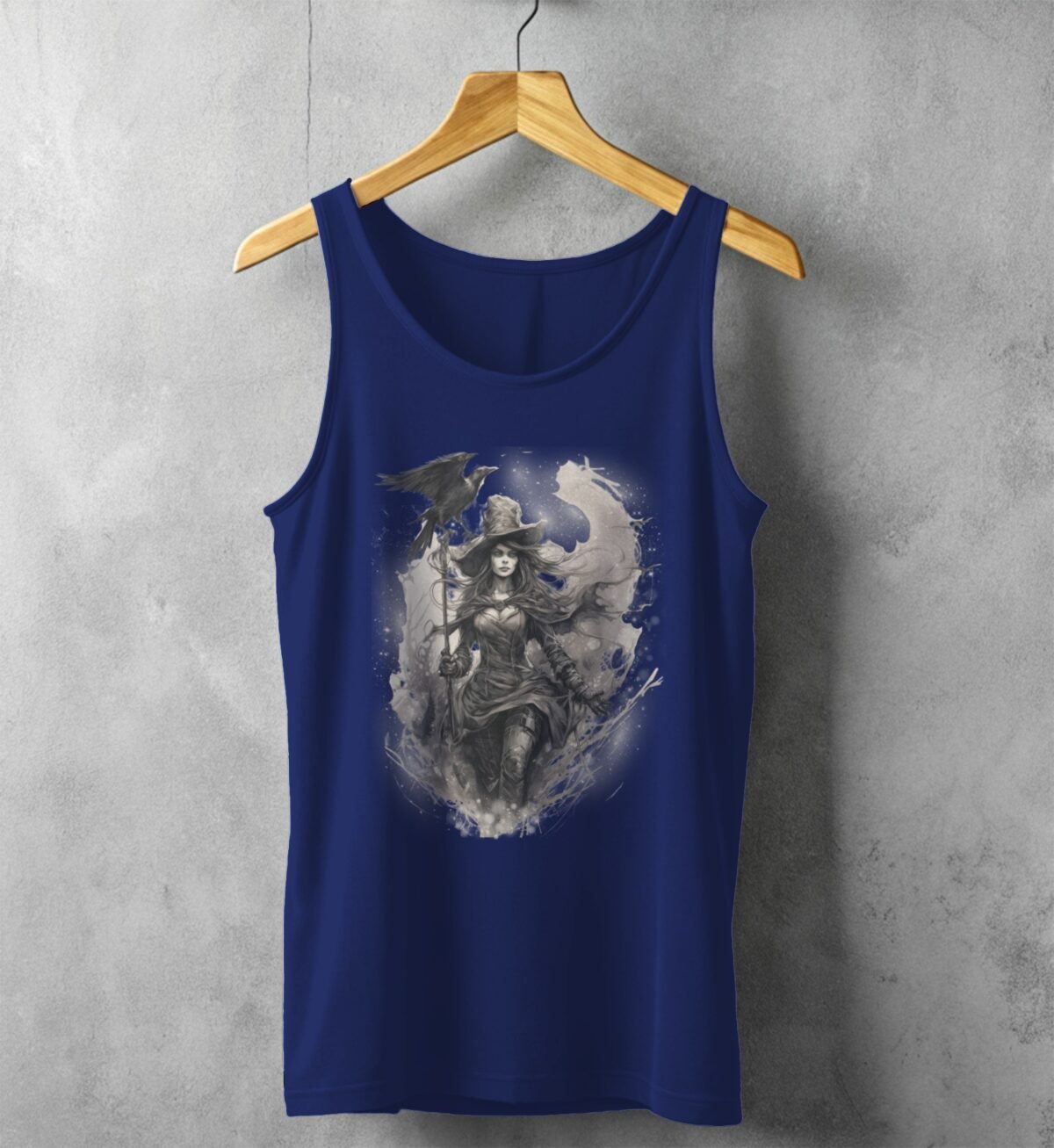 raven witch elegant darkness magical forest t-shirt design, variation 2