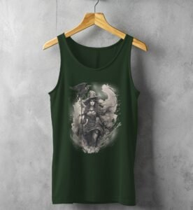 raven witch elegant darkness magical forest t-shirt design, variation 5