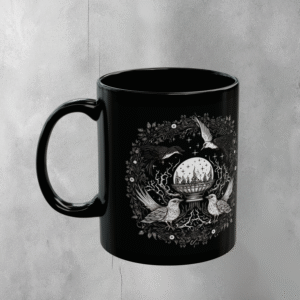Ravens and crystal ball divination dark cottagecore witchcraft inspired Mug - 1