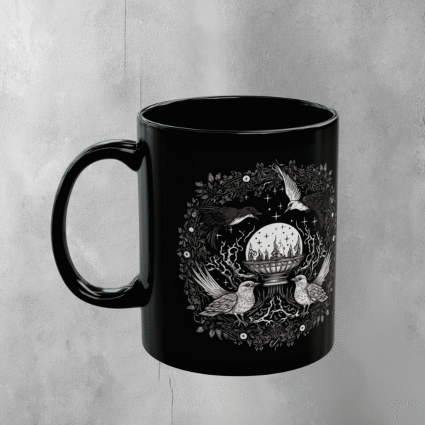 Ravens and crystal ball divination dark cottagecore witchcraft inspired Mug - 1