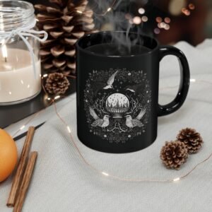 Ravens and crystal ball divination dark cottagecore witchcraft inspired Mug - 6